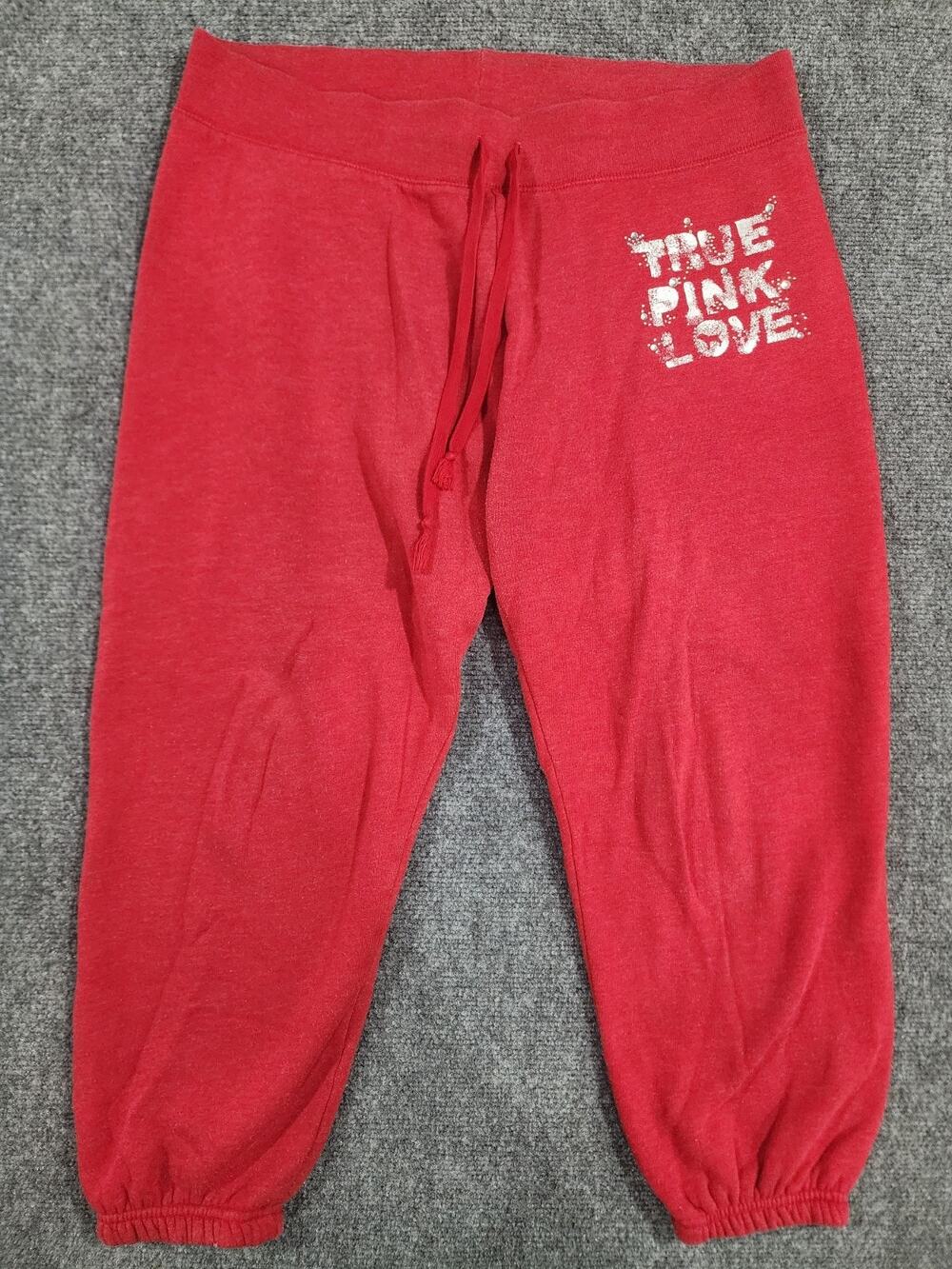 Vintage '06 Victorias Secret PINK My Favorite Sweats Red Joggers Back Spellout L